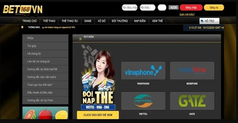 Nạp Điểm Bet168vn